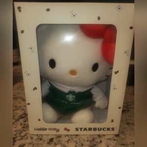 Hello Kitty Plush with Red Bow and Green Outfit